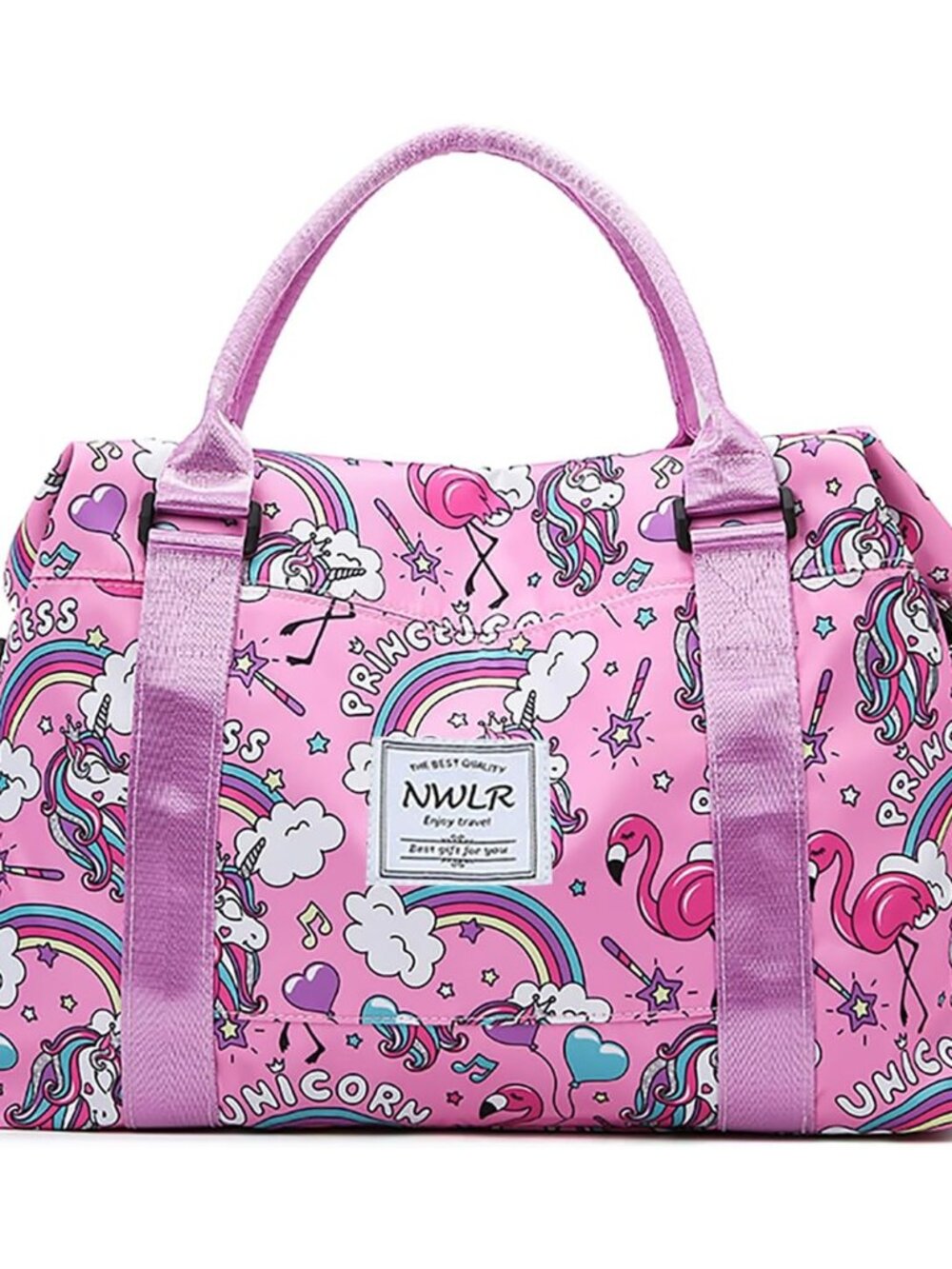 Travel Duffle Bag Weekender Overnight Gym Bag for Women, Pink Unicorn